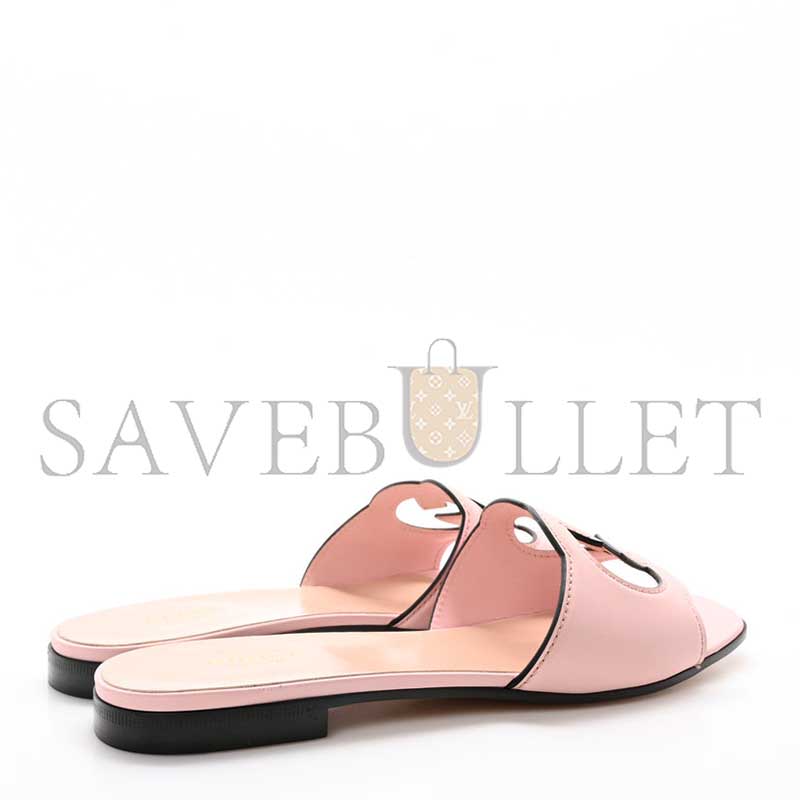 Gvc*1 cosmos softy calfskin interlocking g cut out slide sandals candy cotton